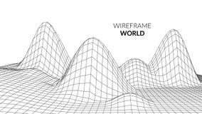 Fondo del paisaje de Wireframe Paisaje futurista con la línea rejilla Trazado polivinílico bajo de 3D Wireframe Red cibernética libre illustration Fondo del paisaje de Wireframe Paisaje futurista con la línea rejilla Trazado polivinílico bajo de 3D Wireframe Red cibernética libre illustration