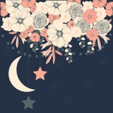 Fondo del vector con las flores y las estrellas Invitación de la boda, GR libre illustration Fondo del vector con las flores y las estrellas Invitación de la boda, GR libre illustration
