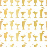 Fondo di lusso di Frosty Cocktail Glasses Seamless Pattern della stagnola di oro royalty illustrazione gratis Fondo di lusso di Frosty Cocktail Glasses Seamless Pattern della stagnola di oro royalty illustrazione gratis