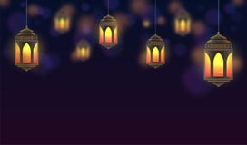 Fondo di Ramadan Kareem Lanterne e lampade di ardore d'attaccatura Festività musulmana del mese santo illustrazione di stock Fondo di Ramadan Kareem Lanterne e lampade di ardore d'attaccatura Festività musulmana del mese santo illustrazione di stock