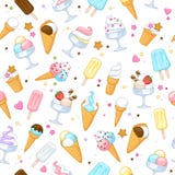 Fondo dulce colorido de los iconos del helado stock de ilustración Fondo dulce colorido de los iconos del helado stock de ilustración