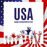 Fondo felice di U.S.A. di festa dell'indipendenza dell'insegna del testo patriottico del manifesto della bandiera americana con i illustrazione vettoriale Fondo felice di U.S.A. di festa dell'indipendenza dell'insegna del testo patriottico del manifesto della bandiera americana con i illustrazione vettoriale
