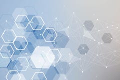 Fondo futuristico moderno del modello esagonale scientifico Fondo astratto virtuale con la particella, molecola royalty illustrazione gratis Fondo futuristico moderno del modello esagonale scientifico Fondo astratto virtuale con la particella, molecola royalty illustrazione gratis