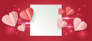 Fondo horizontal de d?a de San Valent?n con el modelo rojo y rosado de papel del corte del coraz?n de la forma del aire caliente stock de ilustración Fondo horizontal de d?a de San Valent?n con el modelo rojo y rosado de papel del corte del coraz?n de la forma del aire caliente stock de ilustración