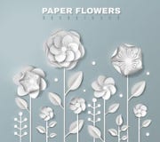 Fondo realista de las flores de papel ilustración del vector Fondo realista de las flores de papel ilustración del vector