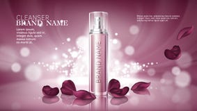 Fondo rosado brillante con la hidratación de productos superiores cosméticos stock de ilustración Fondo rosado brillante con la hidratación de productos superiores cosméticos stock de ilustración