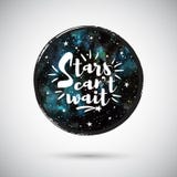 Fondo rotondo cosmico dell'acquerello con la citazione di motivazione Immagine Stock Fondo rotondo cosmico dell'acquerello con la citazione di motivazione Immagine Stock