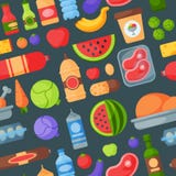 Fondo senza cuciture di ogni giorno del modello dei prodotti alimentari Fotografie Stock Libere da Diritti Fondo senza cuciture di ogni giorno del modello dei prodotti alimentari Fotografie Stock Libere da Diritti
