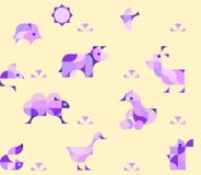 Fondo senza cuciture puerile del modello della scuola materna con gli animali da allevamento illustrazione di stock Fondo senza cuciture puerile del modello della scuola materna con gli animali da allevamento illustrazione di stock