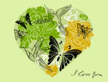Fondo verde floral de la tarjeta del día de San Valentín con el corazón libre illustration Fondo verde floral de la tarjeta del día de San Valentín con el corazón libre illustration