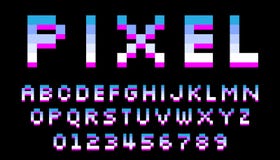Fonte do pixel 8 letras e n?meros do bocado ilustração do vetor Fonte do pixel 8 letras e n?meros do bocado ilustração do vetor