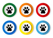 Foot Vector Icons, Set Of Circle  Buttons In 6 Colors Options For Webdesign And Mobile Applications Stock Photography