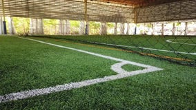 Footage of indoor soccer football training field