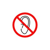 Forbidden ear, listen icon on white background can be used for web, logo, mobile app, UI UX vector illustration Forbidden ear, listen icon on white background can be used for web, logo, mobile app, UI UX vector illustration