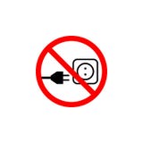 Forbidden electric plug icon on white background can be used for web, logo, mobile app, UI UX royalty free illustration Forbidden electric plug icon on white background can be used for web, logo, mobile app, UI UX royalty free illustration