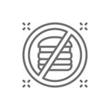 Forbidden sign with a hamburger, no fast food line icon. vector illustration Forbidden sign with a hamburger, no fast food line icon. vector illustration