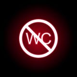 Forbidden wc icon in red neon style. Can be used for web, logo, mobile app, UI, UX vector illustration Forbidden wc icon in red neon style. Can be used for web, logo, mobile app, UI, UX vector illustration