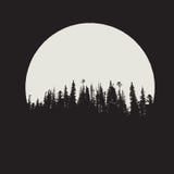 Forest silhouette on moon background