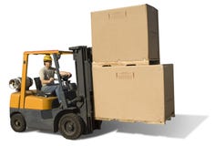 Fork Lift Isolated. Forklift with operator isolated on a white background with clipping path Fork Lift Isolated. Forklift with operator isolated on a white background with clipping path