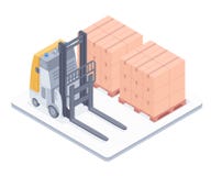 Forklift with boxes on pallets isometric illustration Royalty Free Stock Photo Forklift with boxes on pallets isometric illustration Royalty Free Stock Photo