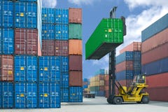forklift handling container box loading to truck in import export logistic zone royalty free stock photos forklift handling container box loading to truck in import export logistic zone royalty free stock photos