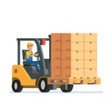 Forklift truck carrying a stacked boxes pallet vector illustration Forklift truck carrying a stacked boxes pallet vector illustration