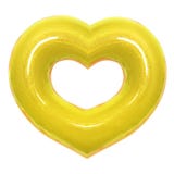 Forma amarela do coração da filhós com a opinião dianteira do esmalte vermelho isolada no fundo branco com trajeto de grampeament imagem de stock Forma amarela do coração da filhós com a opinião dianteira do esmalte vermelho isolada no fundo branco com trajeto de grampeament imagem de stock