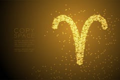 Forma brillante abstracta de la muestra de Aries Zodiac del modelo de estrella, ejemplo de color oro del diseño de concepto de la ilustración del vector Forma brillante abstracta de la muestra de Aries Zodiac del modelo de estrella, ejemplo de color oro del diseño de concepto de la ilustración del vector