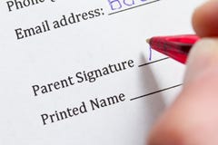 Forma del consentimiento parental imagen de archivo libre de regalías Forma del consentimiento parental imagen de archivo libre de regalías