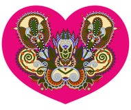 Forma del corazón del cordón con el diseño floral étnico de Paisley para la tarjeta del día de San Valentín ilustración del vector Forma del corazón del cordón con el diseño floral étnico de Paisley para la tarjeta del día de San Valentín ilustración del vector