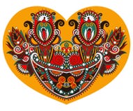 Forma do coração do laço com projeto floral étnico de paisley para o Valentim ilustração do vetor Forma do coração do laço com projeto floral étnico de paisley para o Valentim ilustração do vetor