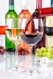 Formatet för glasflaskan för vin häller det röda hällande stående royaltyfri foto Formatet för glasflaskan för vin häller det röda hällande stående royaltyfri foto