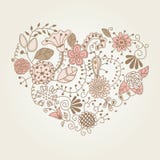 Forme florale de coeur de cru illustration stock Forme florale de coeur de cru illustration stock