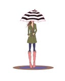 Forme a menina com o guarda-chuva no fundo branco ilustração royalty free Forme a menina com o guarda-chuva no fundo branco ilustração royalty free
