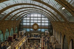 The former Lyon station in Paris, and now the Museum D, orsay, impresses with its architecture and pompous clock. stock image The former Lyon station in Paris, and now the Museum D, orsay, impresses with its architecture and pompous clock. stock image