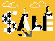 Formułuje sprzedaż robi technologii rzeczom ludzi i ilustracja wektor Formułuje sprzedaż robi technologii rzeczom ludzi i ilustracja wektor