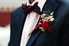 Fornala ` s boutonniere na kurtce fotografia royalty free Fornala ` s boutonniere na kurtce fotografia royalty free