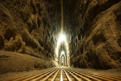 Forntida underjordisk passage under den Cholula pyramiden fotografering för bildbyråer Forntida underjordisk passage under den Cholula pyramiden fotografering för bildbyråer