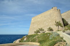 Fortiried Wall Of The Ancient Fortress In Calvi Royalty Free Stock Image