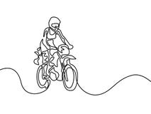 Fortlöpande linje kvinnastund upp att rida på mopeden ocks? vektor f?r coreldrawillustration stock illustrationer Fortlöpande linje kvinnastund upp att rida på mopeden ocks? vektor f?r coreldrawillustration stock illustrationer