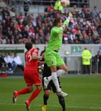 Fortuna Düsseldorf verses SC Freiburg royaltyfri foto Fortuna Düsseldorf verses SC Freiburg royaltyfri foto