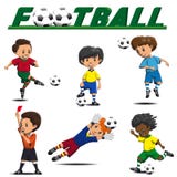 Fotboll och fotbollsspelare från olika lag vektor illustrationer Fotboll och fotbollsspelare från olika lag vektor illustrationer