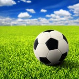 Fotboll på tomt fält arkivbild Fotboll på tomt fält arkivbild