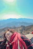 Foto del ritratto delle donne asiatiche senior in grande muraglia della Cina alla città di Pechino immagine stock Foto del ritratto delle donne asiatiche senior in grande muraglia della Cina alla città di Pechino immagine stock