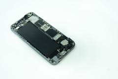 Foto di un telefono cellulare con esposizione rotta Isolato su bianco con lo spazio della copia fotografia stock libera da diritti Foto di un telefono cellulare con esposizione rotta Isolato su bianco con lo spazio della copia fotografia stock libera da diritti