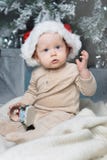 Fotografia śliczny dziecko w Santa kapeluszu Obraz Royalty Free Fotografia śliczny dziecko w Santa kapeluszu Obraz Royalty Free