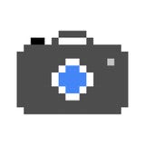 Fotografii kamery piksla sztuki kreskówki gry retro styl ilustracji Fotografii kamery piksla sztuki kreskówki gry retro styl ilustracji