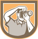 Fotógrafo Camera Shield Retro stock de ilustración Fotógrafo Camera Shield Retro stock de ilustración