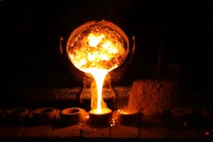 Foundry - Molten Metal Poured From Ladle Foundry - Molten Metal Poured From Ladle