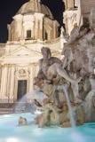 Fountain of the Four Rivers on Navona Square in Rome in the nigh Stock Photos Fountain of the Four Rivers on Navona Square in Rome in the nigh Stock Photos